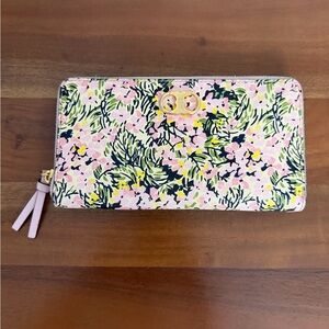 Tory Burch Wallet Gemini Link Zip Continental Flower Fields Zip Around